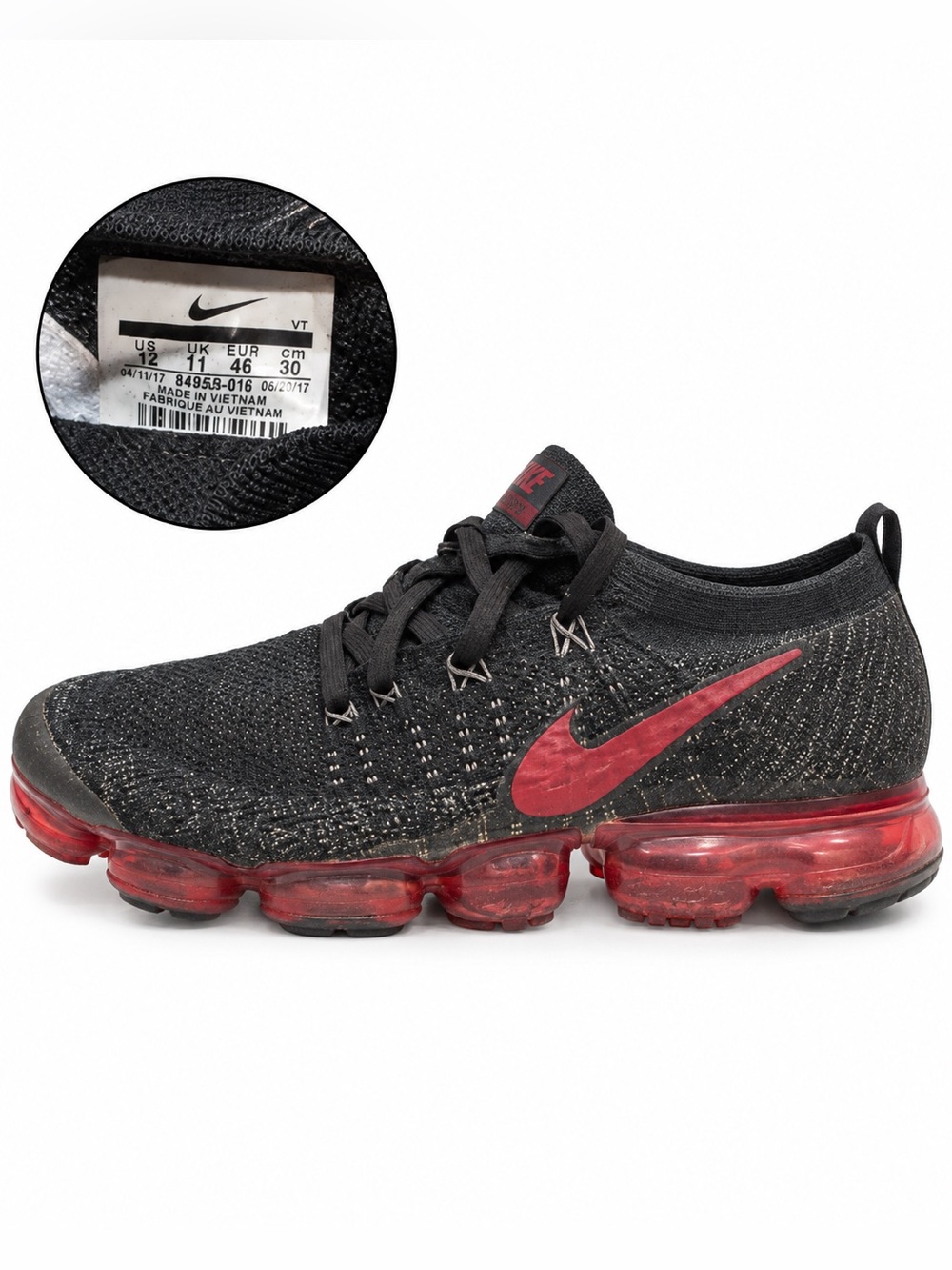 Nike Air VaporMax Flyknit Black & Red Men's Size 12
